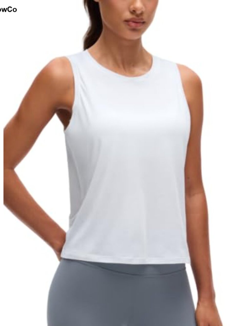 Pima Cotton High Neck Crop Tank Top Sleeveless Athletic Yoga Top